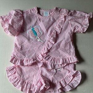 Sears Pink Striped Baby Outfit vintage